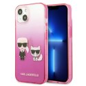 Etui Karl Lagerfeld Gradient Ikonik Karl&Choupette na iPhone 13 mini - różowe