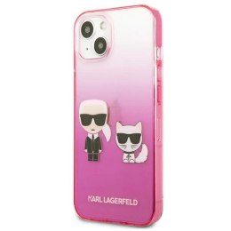 Etui Karl Lagerfeld Gradient Ikonik Karl&Choupette na iPhone 13 mini - różowe