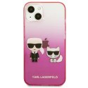 Etui Karl Lagerfeld Gradient Ikonik Karl&Choupette na iPhone 13 mini - różowe