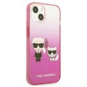 Etui Karl Lagerfeld Gradient Ikonik Karl&Choupette na iPhone 13 mini - różowe