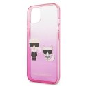 Etui Karl Lagerfeld Gradient Ikonik Karl&Choupette na iPhone 13 mini - różowe