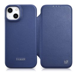 ICarer CE Premium Leather Folio Case skórzane etui iPhone 14 Plus z klapką magnetyczne MagSafe niebieski (WMI14220715-BU)