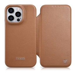 ICarer CE Premium Leather Folio Case skórzane etui iPhone 14 Pro Max z klapką magnetyczne MagSafe brązowy (WMI14220716-BN)