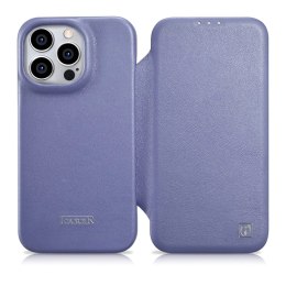 ICarer CE Premium Leather Folio Case skórzane etui iPhone 14 Pro Max z klapką magnetyczne MagSafe jasnofioletowy (WMI14220716-LP