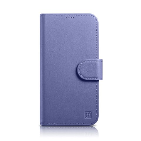 ICarer Wallet Case 2in1 etui iPhone 14 Pro skórzany pokrowiec z klapką Anti-RFID jasnofioletowy (WMI14220726-LP)