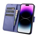 ICarer Wallet Case 2in1 etui iPhone 14 Pro skórzany pokrowiec z klapką Anti-RFID jasnofioletowy (WMI14220726-LP)