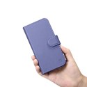 ICarer Wallet Case 2in1 etui iPhone 14 Pro skórzany pokrowiec z klapką Anti-RFID jasnofioletowy (WMI14220726-LP)