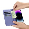 ICarer Wallet Case 2in1 etui iPhone 14 Pro skórzany pokrowiec z klapką Anti-RFID jasnofioletowy (WMI14220726-LP)