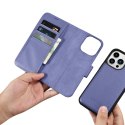 ICarer Wallet Case 2in1 etui iPhone 14 Pro skórzany pokrowiec z klapką Anti-RFID jasnofioletowy (WMI14220726-LP)