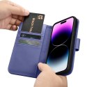 ICarer Wallet Case 2in1 etui iPhone 14 Pro skórzany pokrowiec z klapką Anti-RFID jasnofioletowy (WMI14220726-LP)