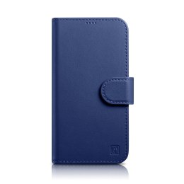 ICarer Wallet Case 2in1 etui iPhone 14 Pro skórzany pokrowiec z klapką Anti-RFID niebieski (WMI14220726-BU)