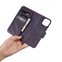 ICarer Wallet Case 2in1 etui iPhone 14 skórzany pokrowiec z klapką Anti-RFID ciemnofioletowy (WMI14220725-DP)