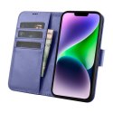 ICarer Wallet Case 2in1 etui iPhone 14 skórzany pokrowiec z klapką Anti-RFID jasnofioletowy (WMI14220725-LP)