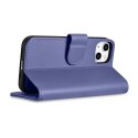 ICarer Wallet Case 2in1 etui iPhone 14 skórzany pokrowiec z klapką Anti-RFID jasnofioletowy (WMI14220725-LP)