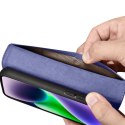 ICarer Wallet Case 2in1 etui iPhone 14 skórzany pokrowiec z klapką Anti-RFID jasnofioletowy (WMI14220725-LP)