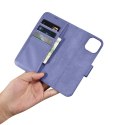 ICarer Wallet Case 2in1 etui iPhone 14 skórzany pokrowiec z klapką Anti-RFID jasnofioletowy (WMI14220725-LP)