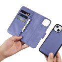 ICarer Wallet Case 2in1 etui iPhone 14 skórzany pokrowiec z klapką Anti-RFID jasnofioletowy (WMI14220725-LP)