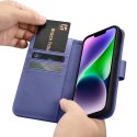 ICarer Wallet Case 2in1 etui iPhone 14 skórzany pokrowiec z klapką Anti-RFID jasnofioletowy (WMI14220725-LP)