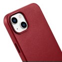 ICarer Case Leather pokrowiec etui z naturalnej skóry do iPhone 14 Plus czerwony (kompatybilne z MagSafe)