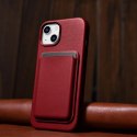 ICarer Case Leather pokrowiec etui z naturalnej skóry do iPhone 14 Plus czerwony (kompatybilne z MagSafe)