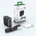 Acefast szybka ładowarka sieciowa GaN 3xUSB-C/1xUSB-A 100W czarna + kabel kątowy USB-C - USB-C 100W 2m czarny