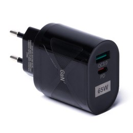 Wozinsky mała ładowarka GaN 65W z portami USB, USB wspiera szybkie ładowanie czarna (WWCGM1)