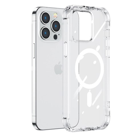 Joyroom Magnetic Defender magnetyczne etui do iPhone 14 Plus pancerny pokrowiec z haczykami podstawką przezroczysty (kompatybiln