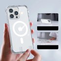 Joyroom Magnetic Defender magnetyczne etui do iPhone 14 Plus pancerny pokrowiec z haczykami podstawką przezroczysty (kompatybiln