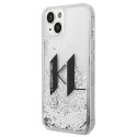 Etui Karl Lagerfeld Liquid Glitter Big KL na iPhone 14 Plus - srebrne