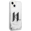 Etui Karl Lagerfeld Liquid Glitter Big KL na iPhone 14 Plus - srebrne