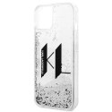 Etui Karl Lagerfeld Liquid Glitter Big KL na iPhone 14 Plus - srebrne