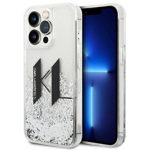 Etui Karl Lagerfeld Liquid Glitter Big KL na iPhone 14 Pro Max - srebrne