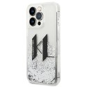 Etui Karl Lagerfeld Liquid Glitter Big KL na iPhone 14 Pro Max - srebrne