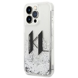 Etui Karl Lagerfeld Liquid Glitter Big KL na iPhone 14 Pro Max - srebrne