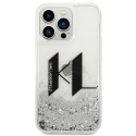 Etui Karl Lagerfeld Liquid Glitter Big KL na iPhone 14 Pro Max - srebrne