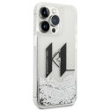 Etui Karl Lagerfeld Liquid Glitter Big KL na iPhone 14 Pro Max - srebrne