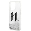 Etui Karl Lagerfeld Liquid Glitter Big KL na iPhone 14 Pro Max - srebrne