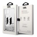 Etui Karl Lagerfeld Liquid Glitter Big KL na iPhone 14 - srebrne