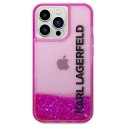 Etui Karl Lagerfeld Liquid Glitter Elong na iPhone 14 Pro - różowe