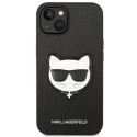 Etui Karl Lagerfeld Saffiano Choupette Head Patch na iPhone 14 Plus - czarne