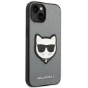 Etui Karl Lagerfeld Saffiano Choupette Head Patch na iPhone 14 Plus - srebrne