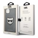 Etui Karl Lagerfeld Saffiano Choupette Head Patch na iPhone 14 Plus - srebrne