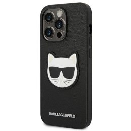 Etui Karl Lagerfeld Saffiano Choupette Head Patch na iPhone 14 Pro Max - czarne