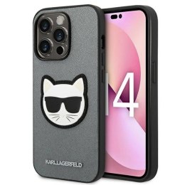 Etui Karl Lagerfeld Saffiano Choupette Head Patch na iPhone 14 Pro Max - srebrne