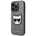 Etui Karl Lagerfeld Saffiano Choupette Head Patch na iPhone 14 Pro Max - srebrne