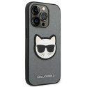 Etui Karl Lagerfeld Saffiano Choupette Head Patch na iPhone 14 Pro Max - srebrne