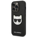 Etui Karl Lagerfeld Saffiano Choupette Head Patch na iPhone 14 Pro - czarne