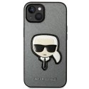 Etui Karl Lagerfeld Saffiano Karl's Head Patch na iPhone 14 Plus - srebrne