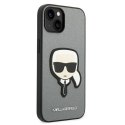 Etui Karl Lagerfeld Saffiano Karl's Head Patch na iPhone 14 Plus - srebrne