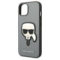 Etui Karl Lagerfeld Saffiano Karl's Head Patch na iPhone 14 Plus - srebrne